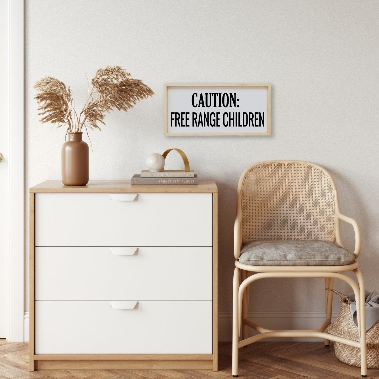 Caution Free Range Children Wood Sign