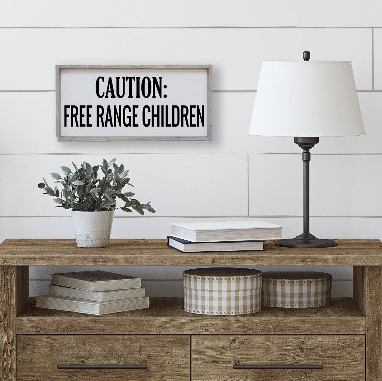 Caution Free Range Children Wood Sign