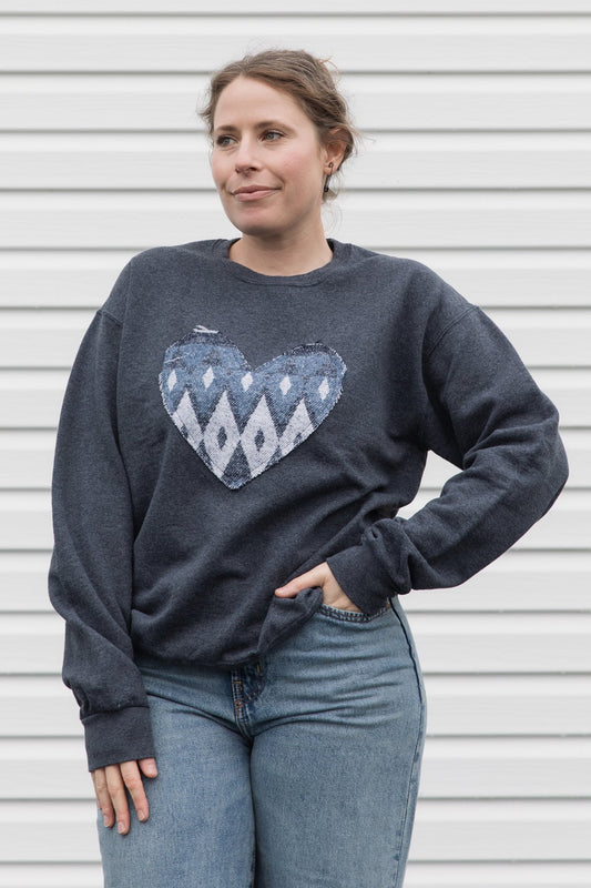 Cliff {Mini Tipi} Heart | Charcoal Crewneck Sweater