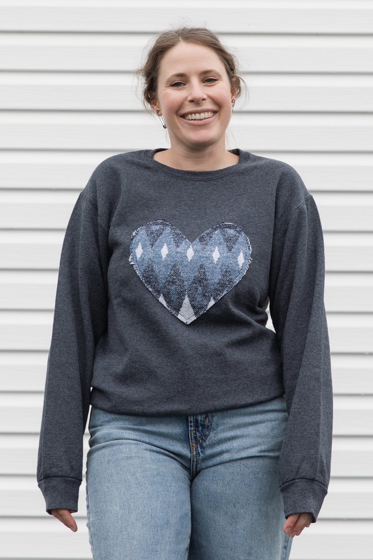 Cliff {Mini Tipi} Heart | Charcoal Crewneck Sweater