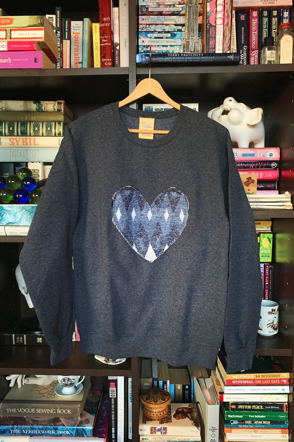 Cliff {Mini Tipi} Heart | Charcoal Crewneck Sweater