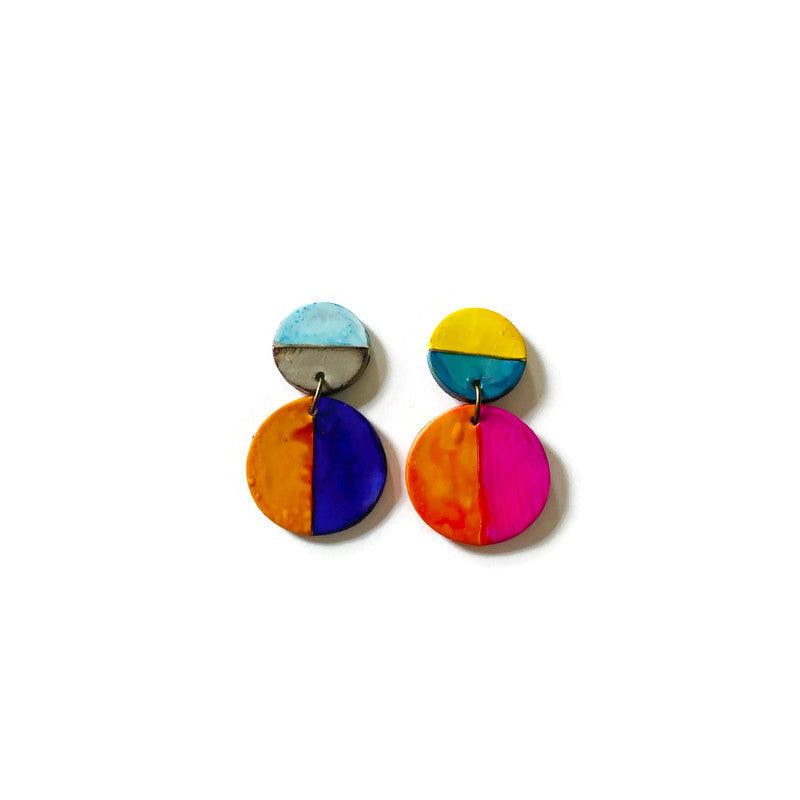 Color Block Statement Earrings, Mismatched Earrings Handmade