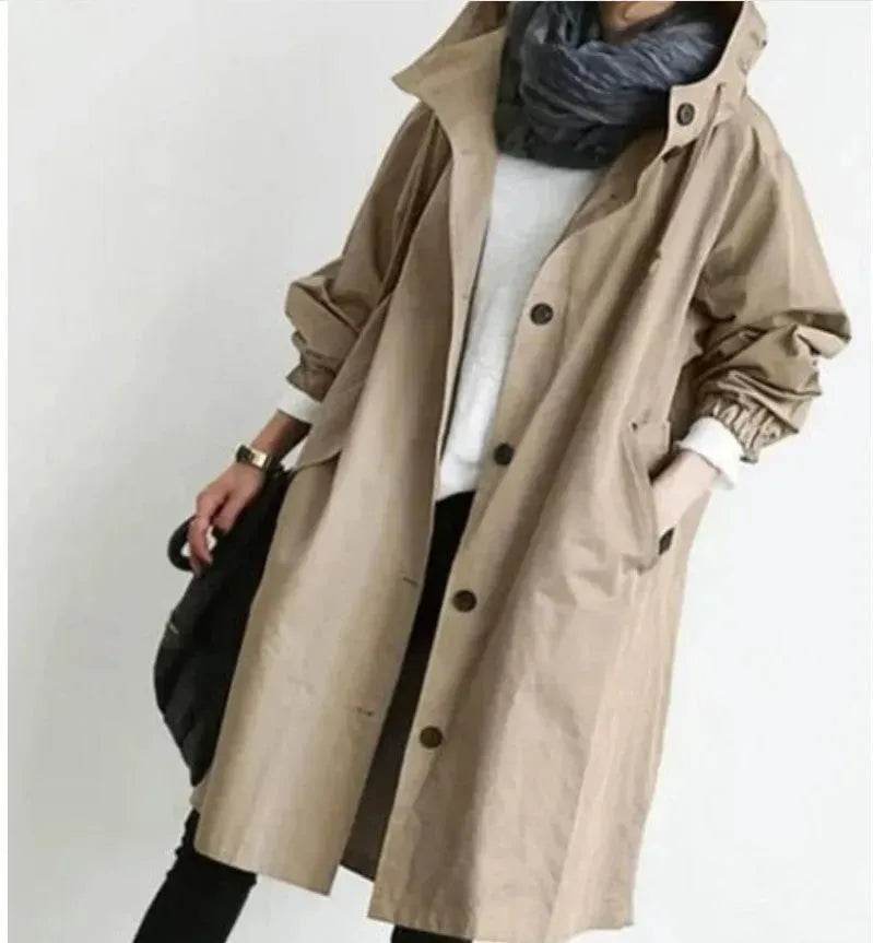 Women Casual Style Hoodie Windbreaker Mid-Length Jacket