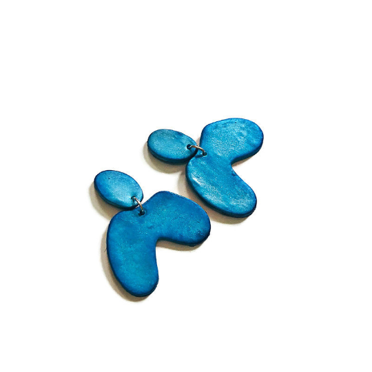 Dark Green Asymmetric Arch Earrings Handmade- "Kate"