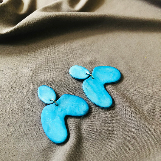 Dark Green Asymmetric Arch Earrings Handmade- "Kate"