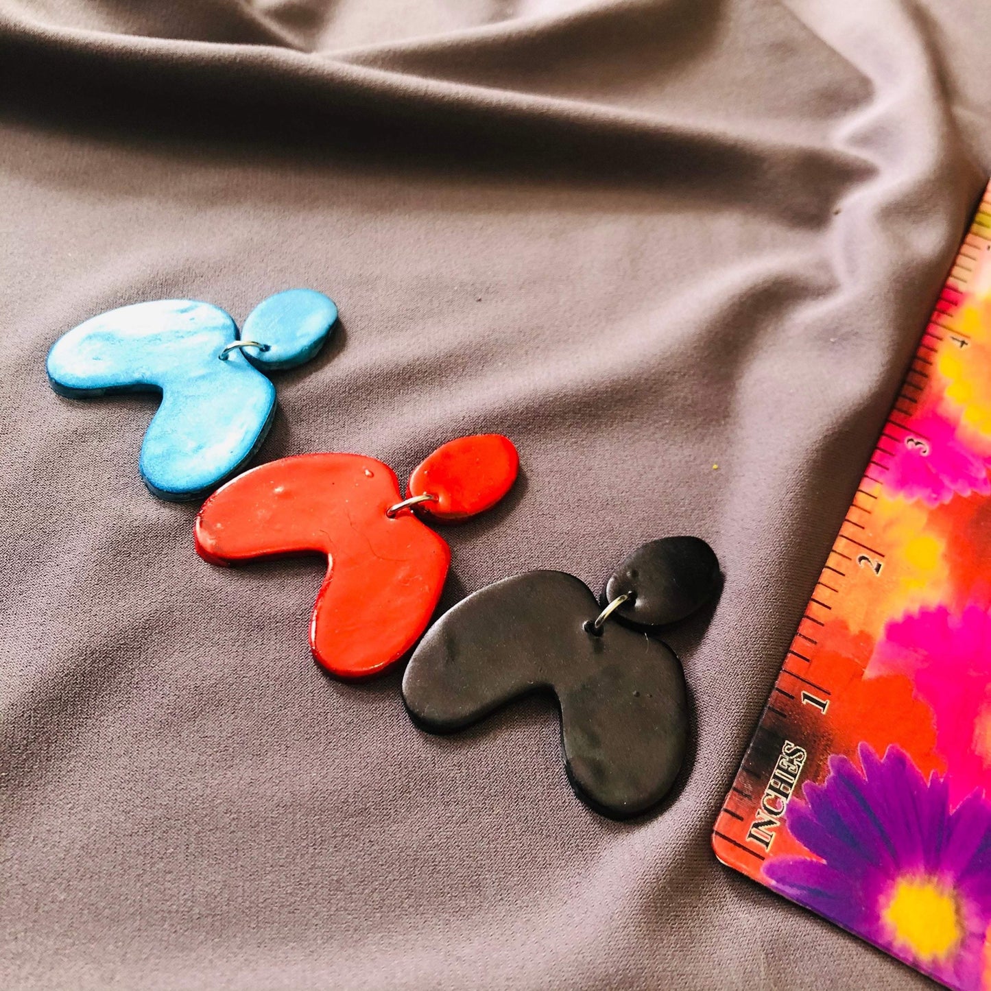 Dark Green Asymmetric Arch Earrings Handmade- "Kate"