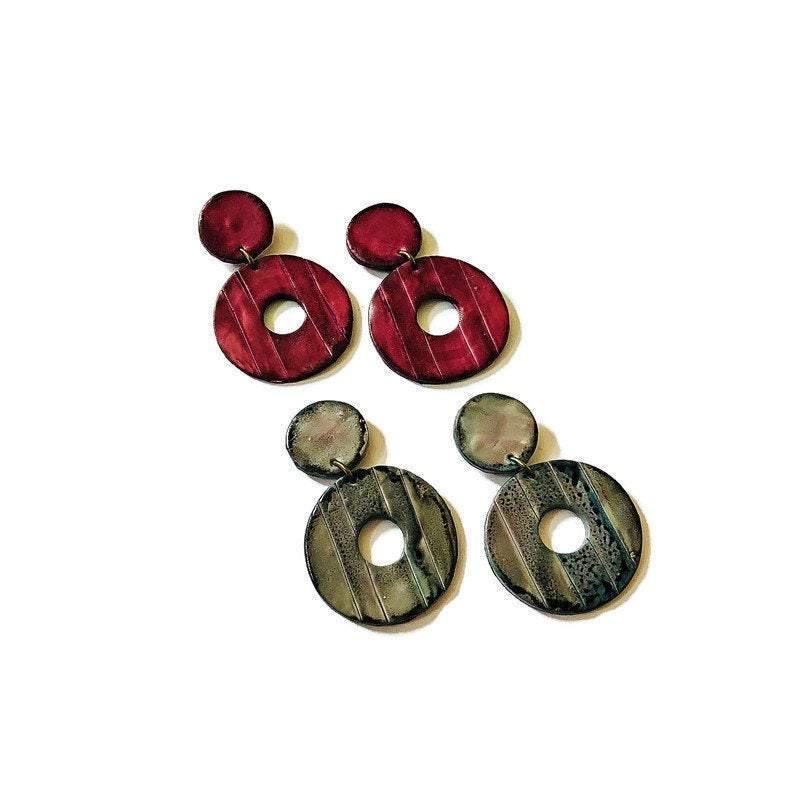 Denim Blue Clip On Earrings Handmade- "Trish"