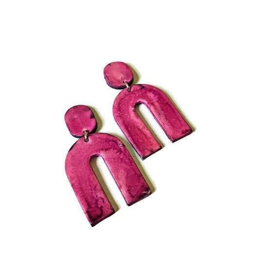 Arch Statement Earrings Handmade (Post or Clip On)- "Lucy"