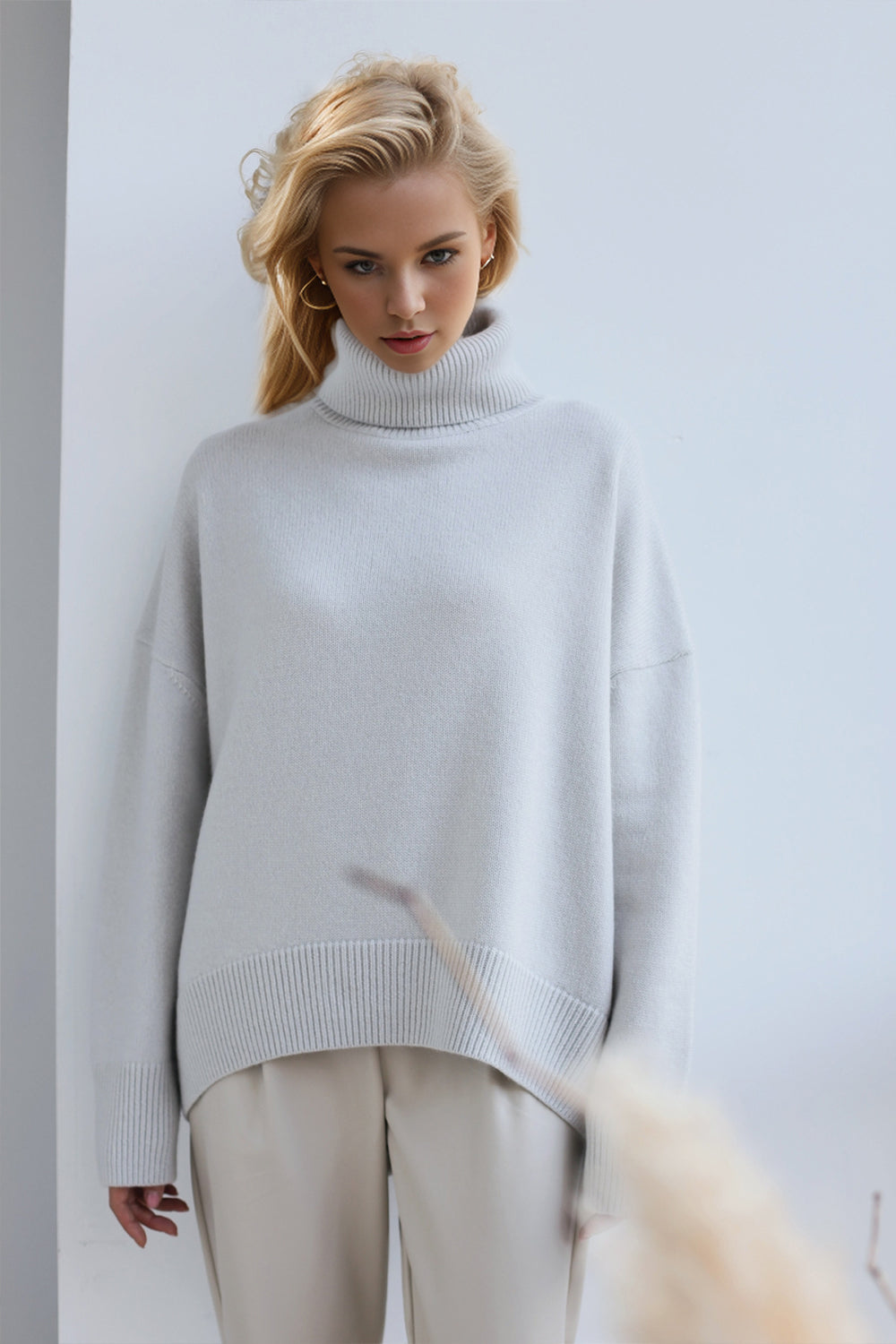 Basic Bae Turtleneck Dropped Shoulder Sweater