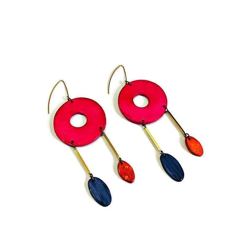 Extra Long Dangle Statement Earrings, Handmade – Oversized Drop Earrings