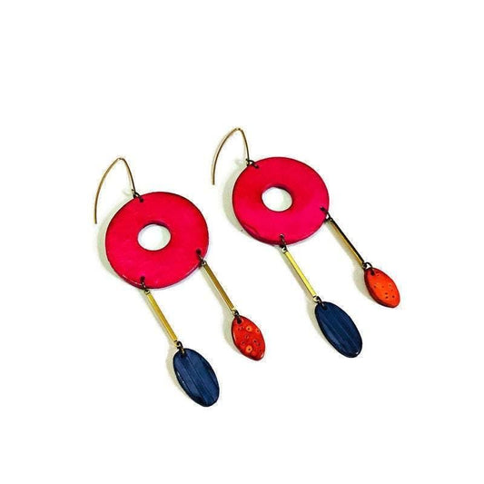 Extra Long Dangle Statement Earrings, Handmade – Oversized Drop Earrings