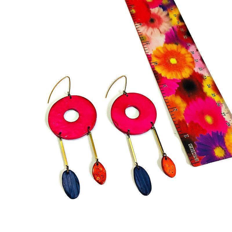 Extra Long Dangle Statement Earrings, Handmade – Oversized Drop Earrings