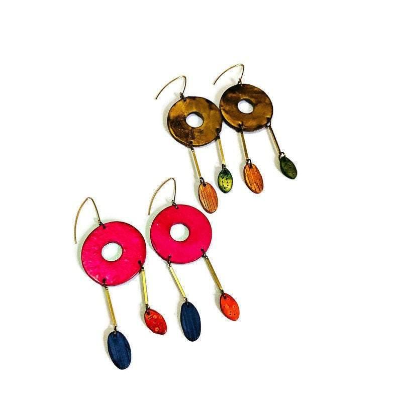 Extra Long Dangle Statement Earrings, Handmade – Oversized Drop Earrings