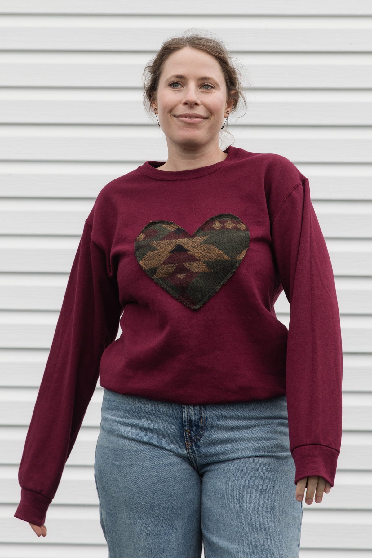 Forest {Mini Tipi} Heart | Burgundy Crewneck Sweater
