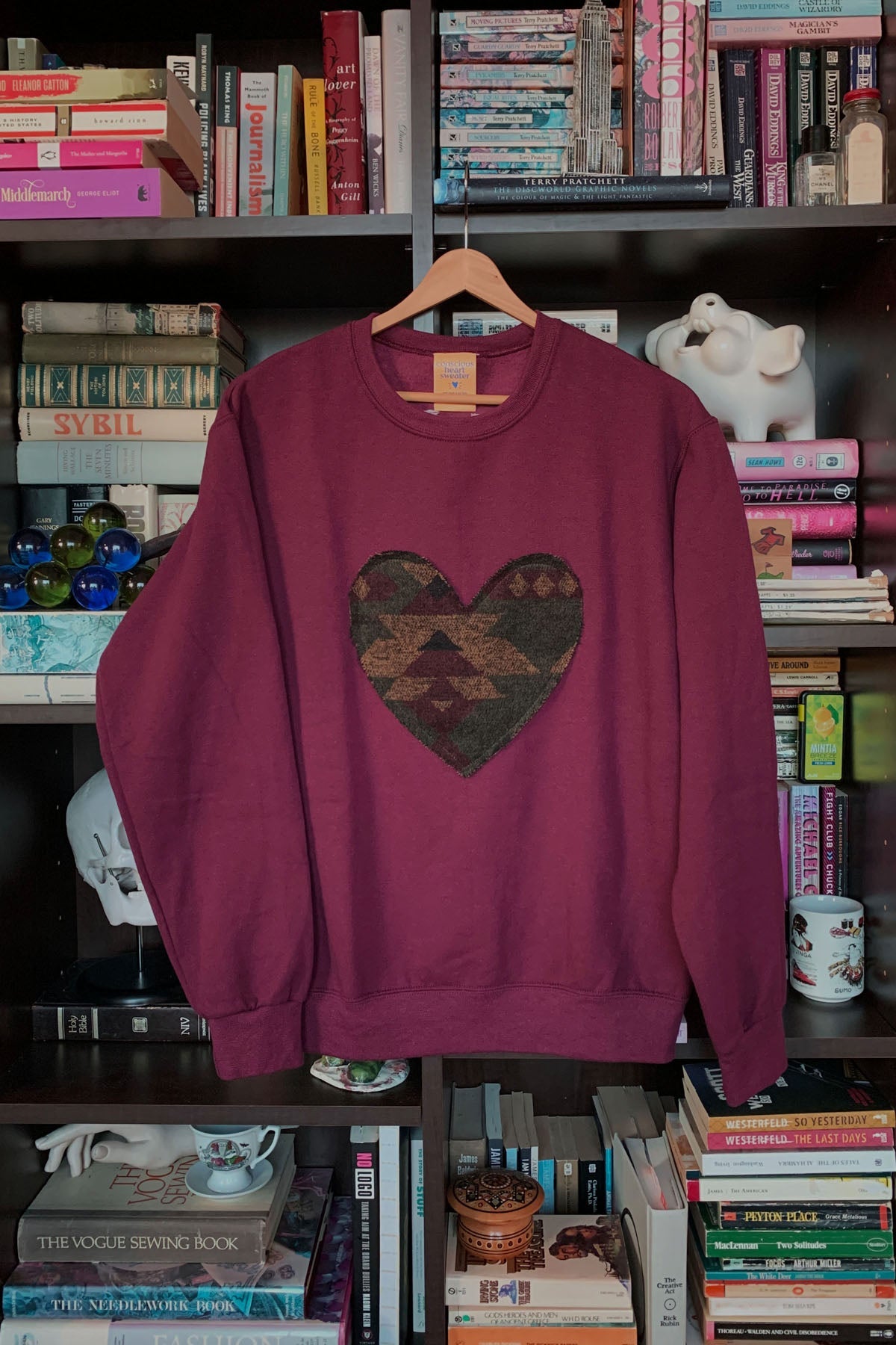 Forest {Mini Tipi} Heart | Burgundy Crewneck Sweater