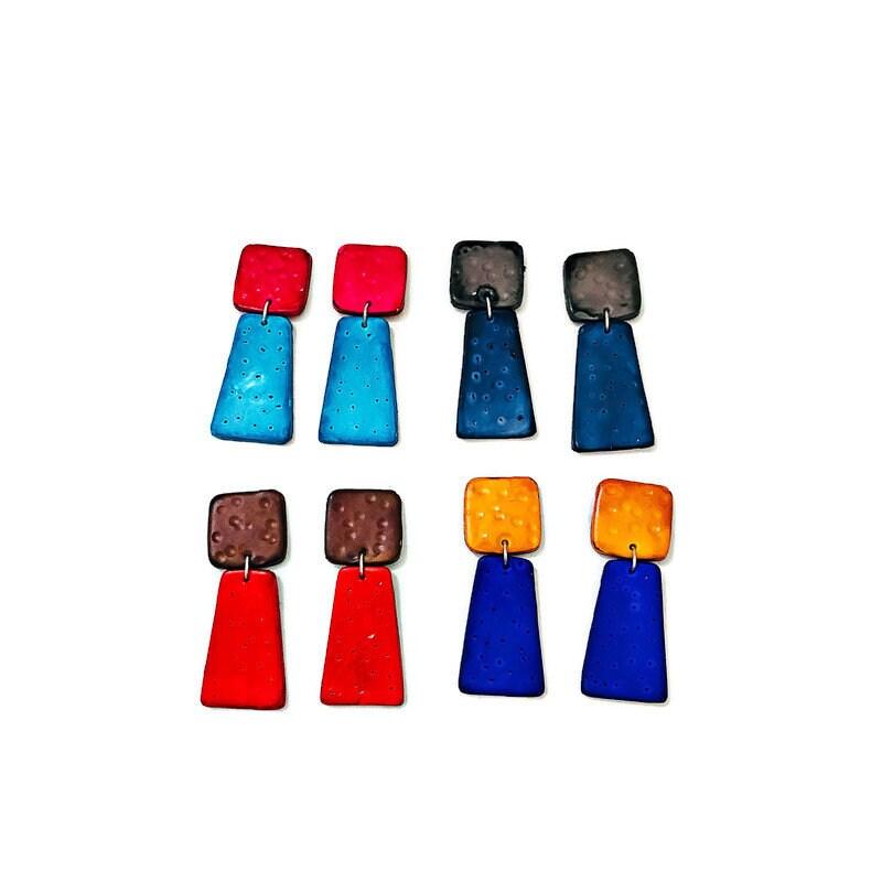 Grey & Denim Blue Clip On Earrings