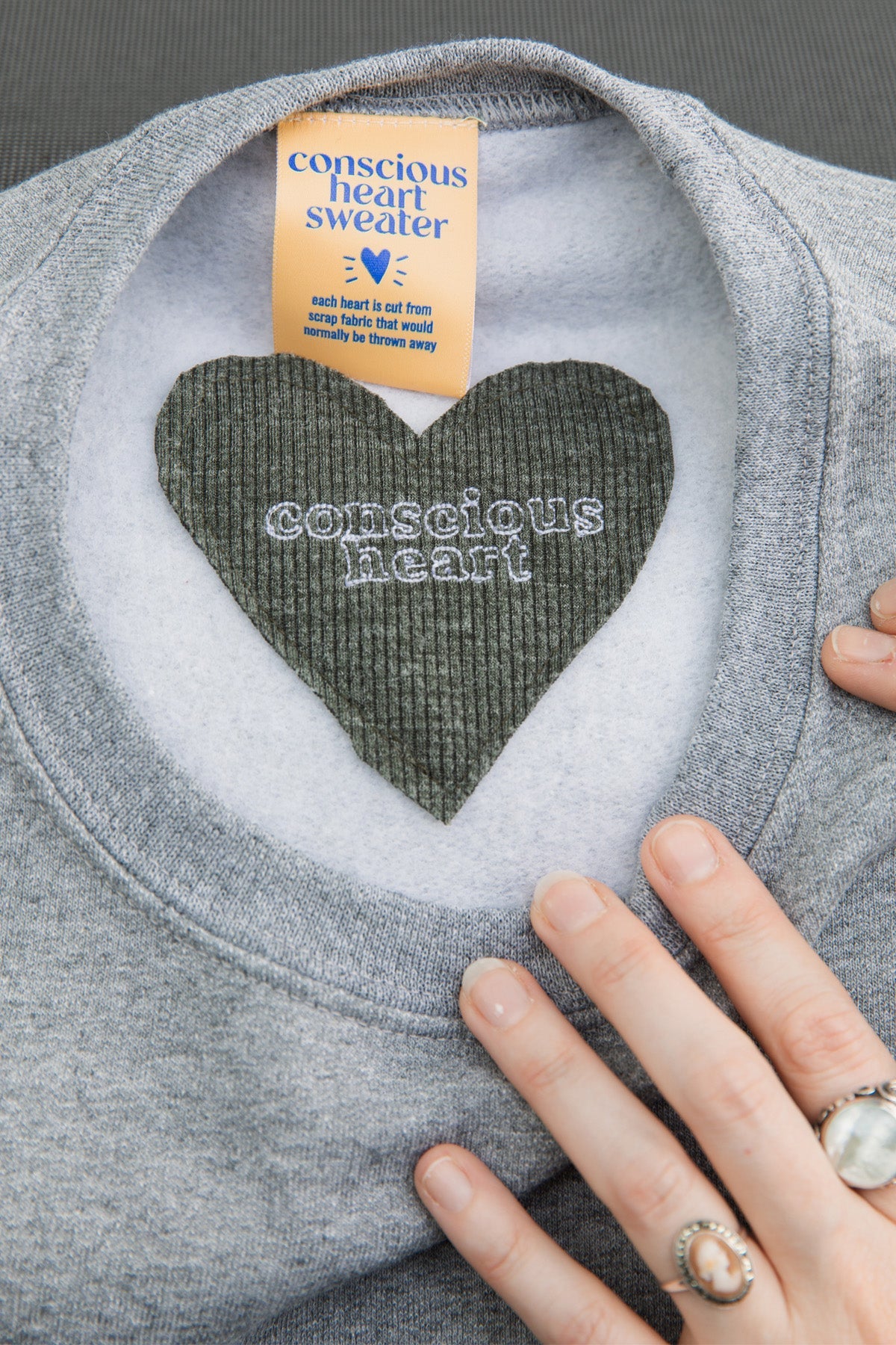 Sky {Mini Tipi} Heart | Heather Grey Crewneck Sweater