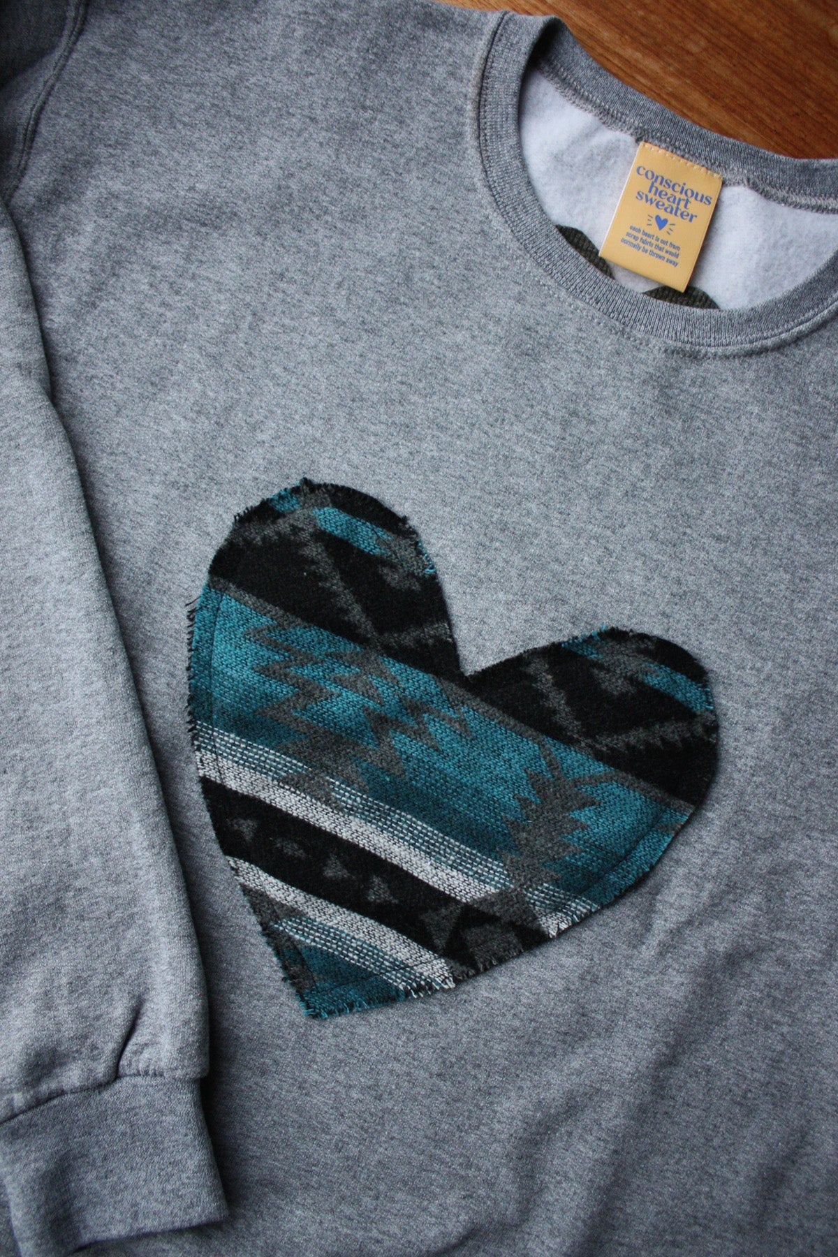 Sky {Mini Tipi} Heart | Heather Grey Crewneck Sweater