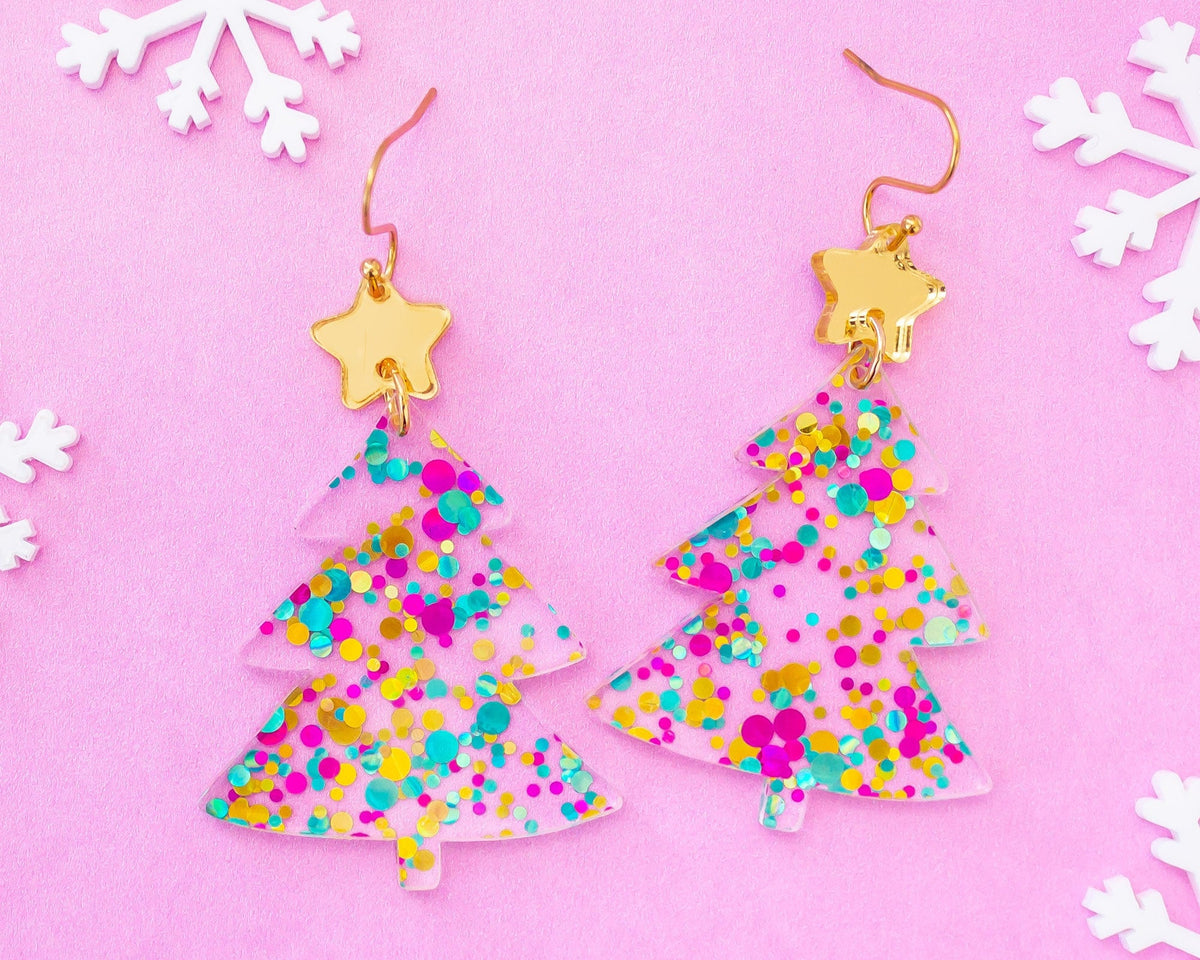 Confetti Christmas Tree Earrings