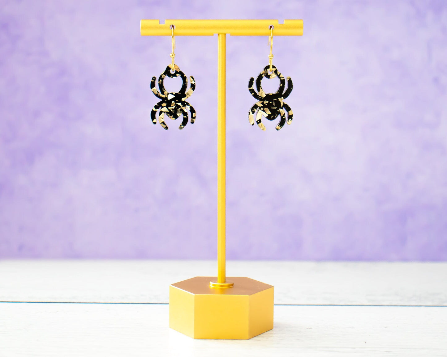 Black & Gold Spider Earrings