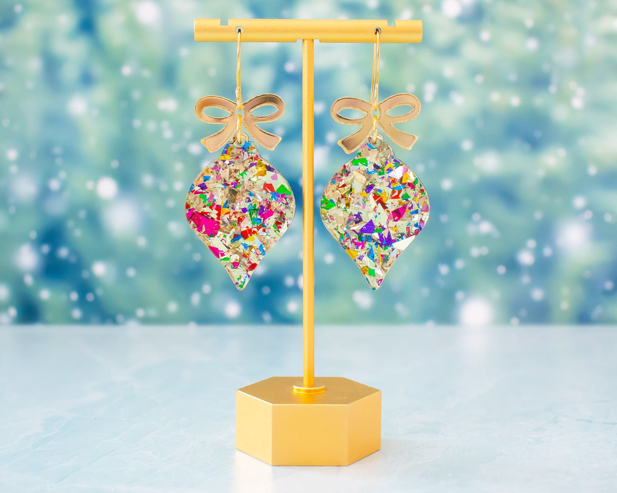 Gold Christmas Ornament Earrings