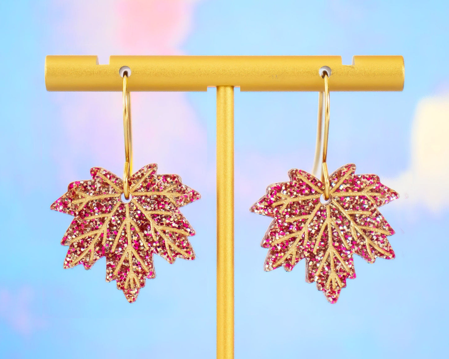 Glitter Maple Leaf Fall Earrings