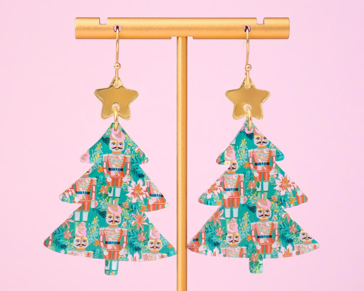 Nutcracker Christmas Tree Earrings