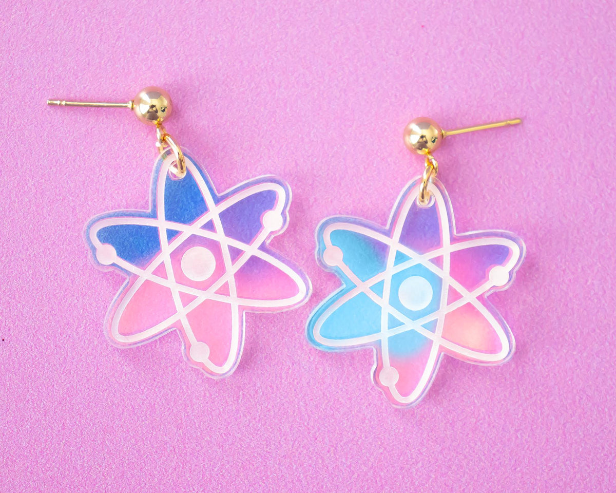 Atom Holographic Earrings, STEM Jewelry
