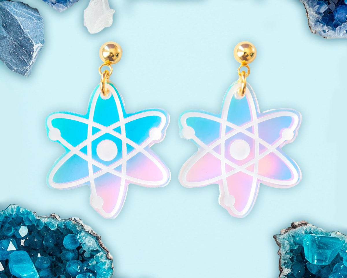 Atom Holographic Earrings, STEM Jewelry