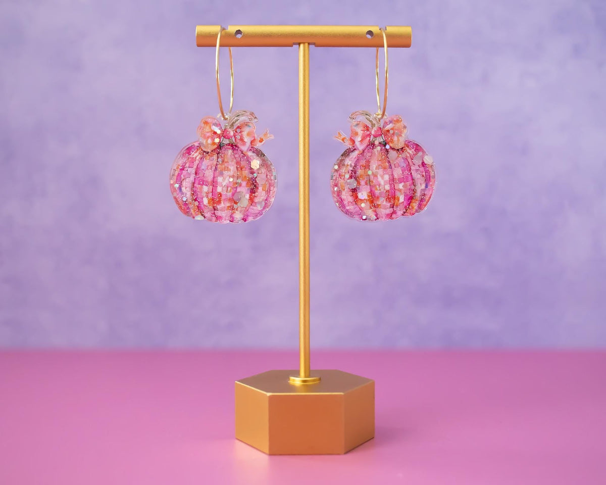 Glitter Disco Pumpkin Earrings