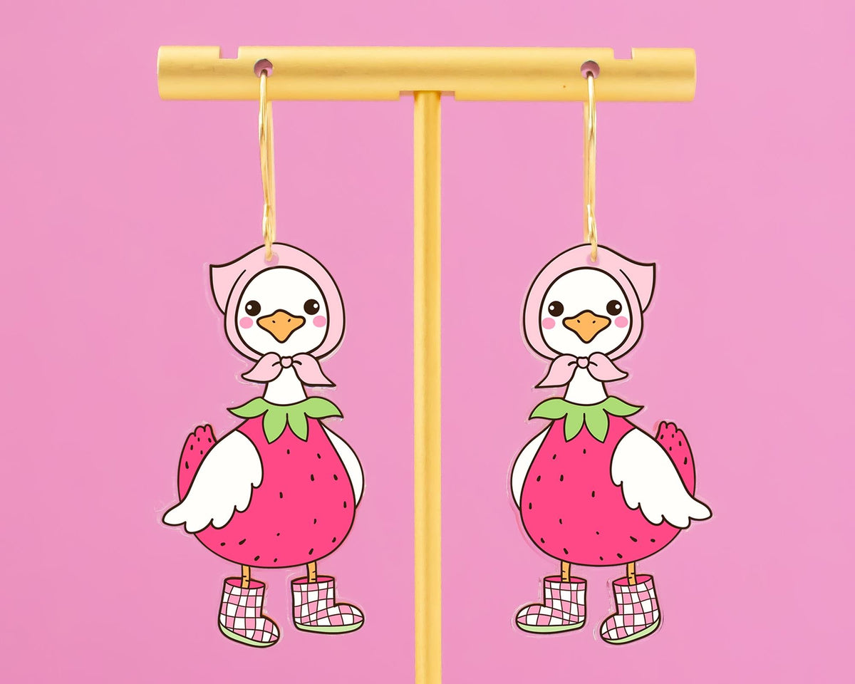 Strawberry Goose Earrings