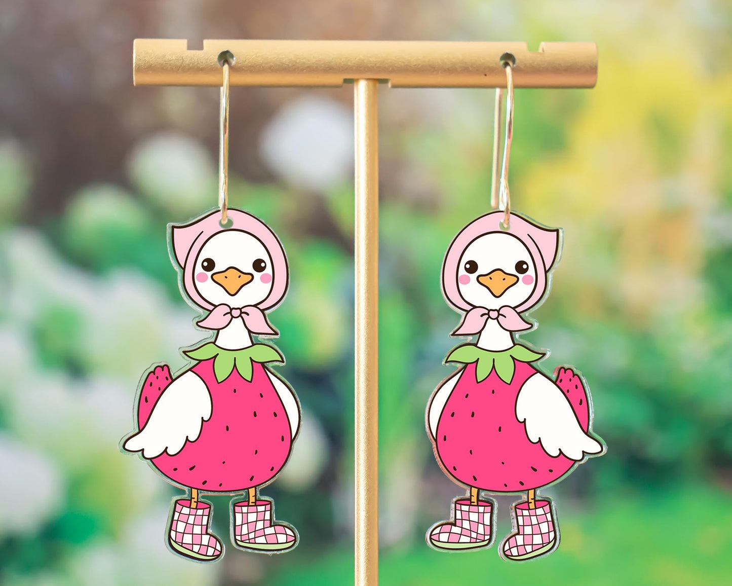 Strawberry Goose Earrings