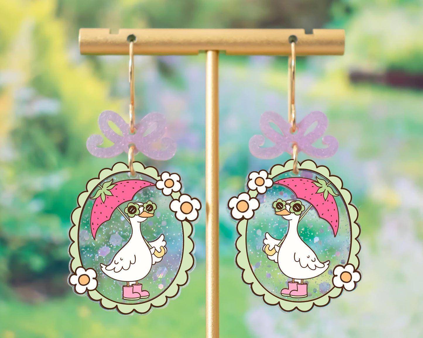 Funny Glitter Goose Earrings