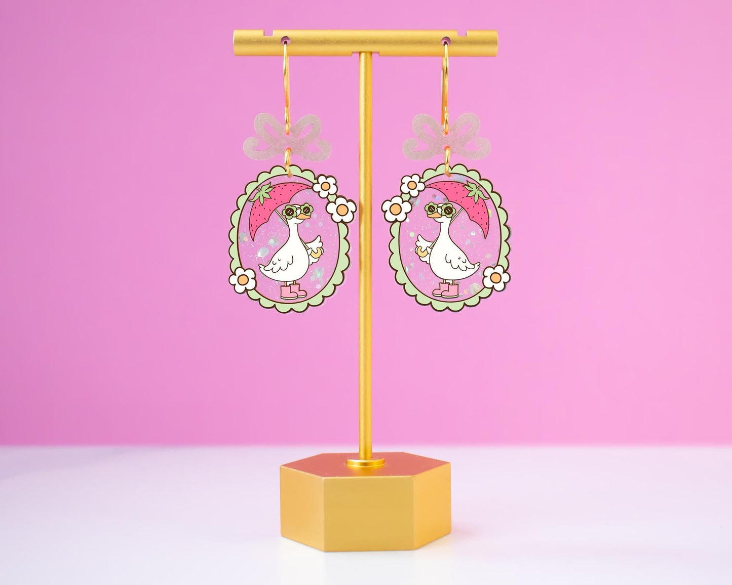 Funny Glitter Goose Earrings