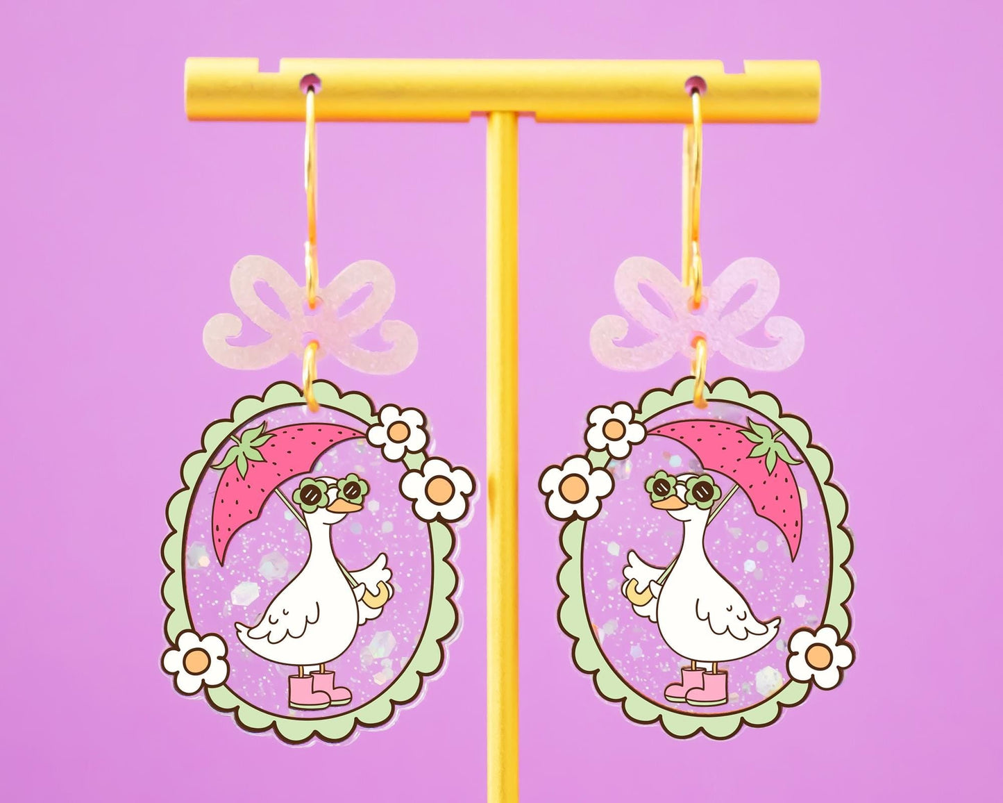 Funny Glitter Goose Earrings