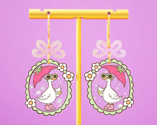 Funny Glitter Goose Earrings