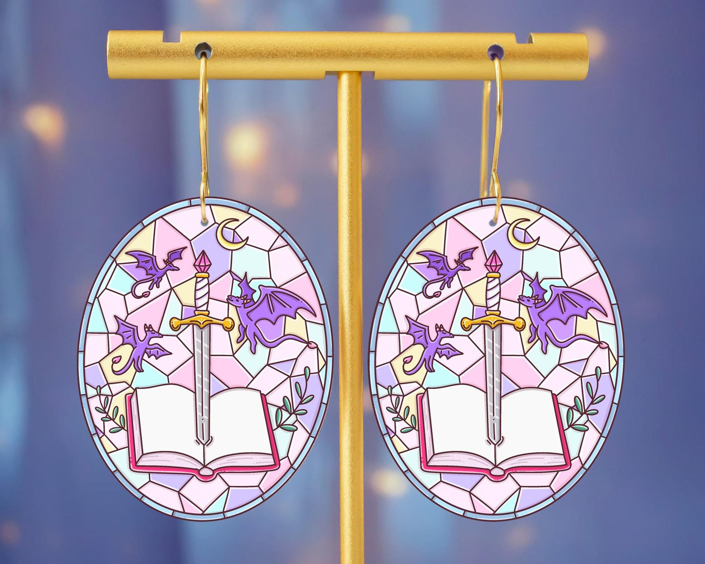 Fantasy Dragons Book Earrings