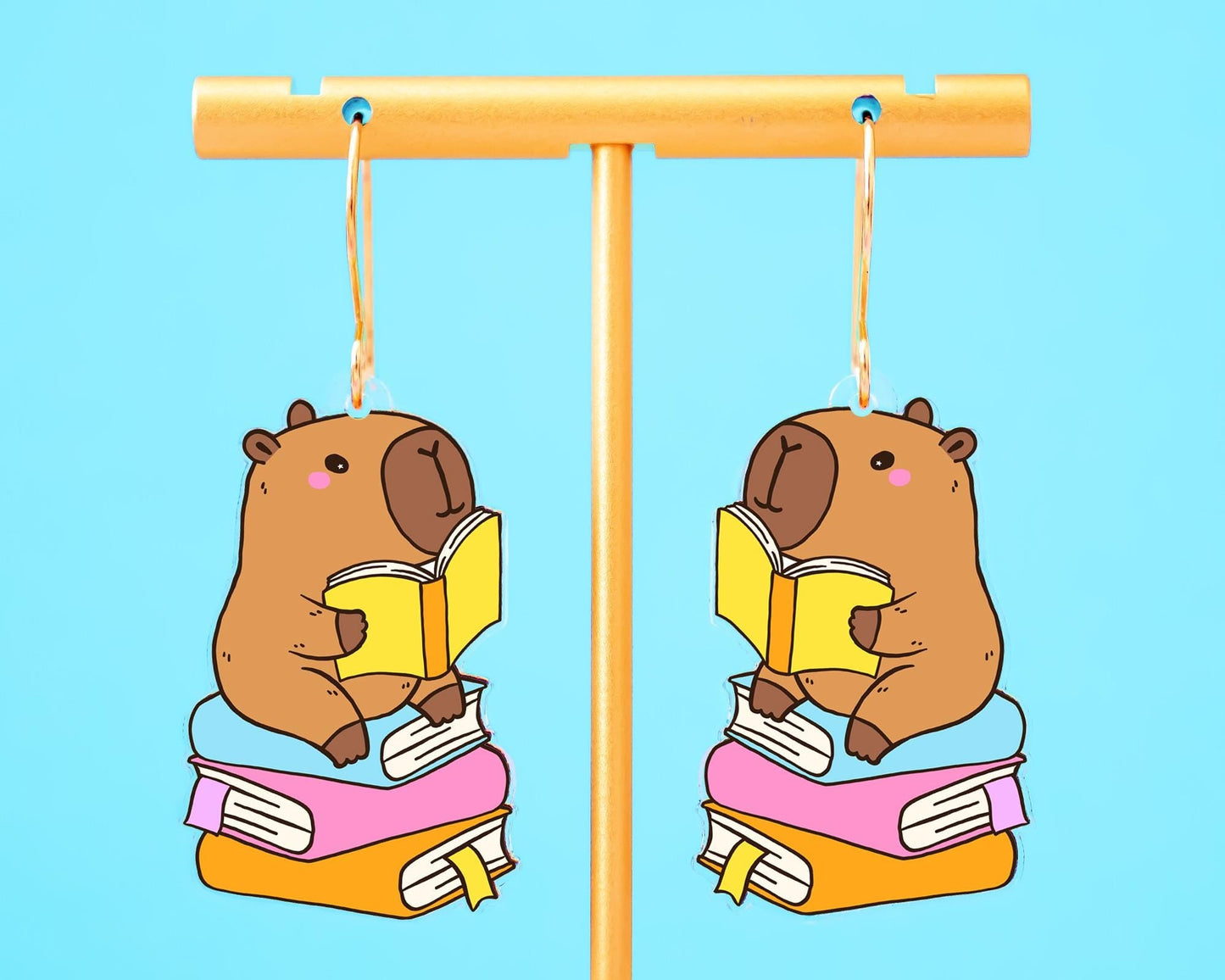 Capybara Book Earrings