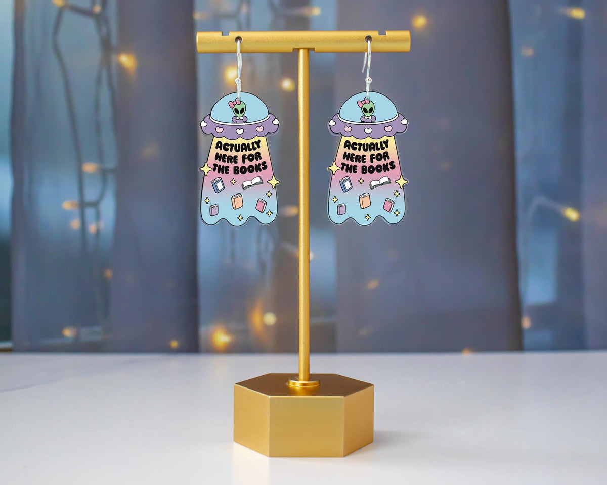 Alien Here For The Books Earrings