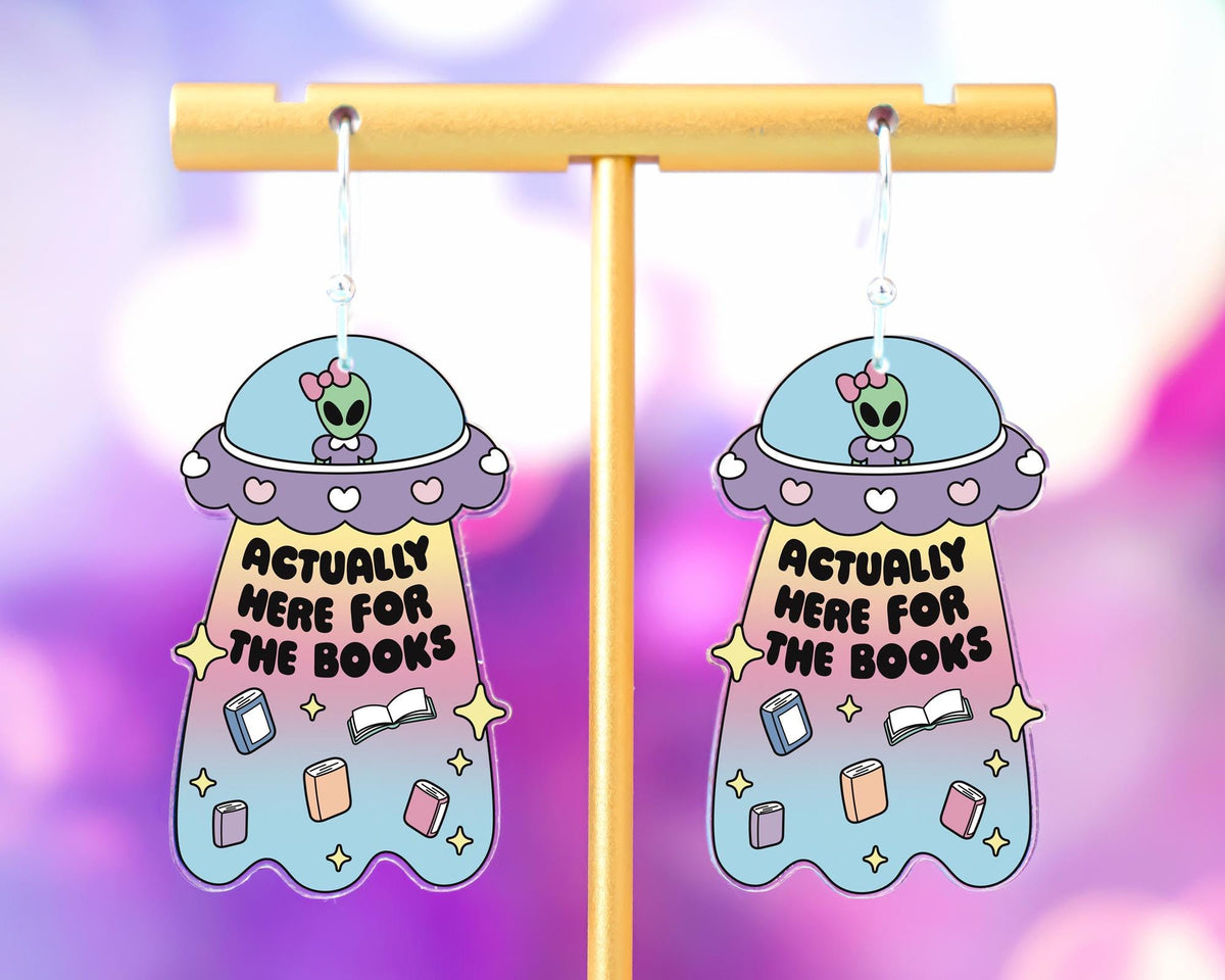 Alien Here For The Books Earrings