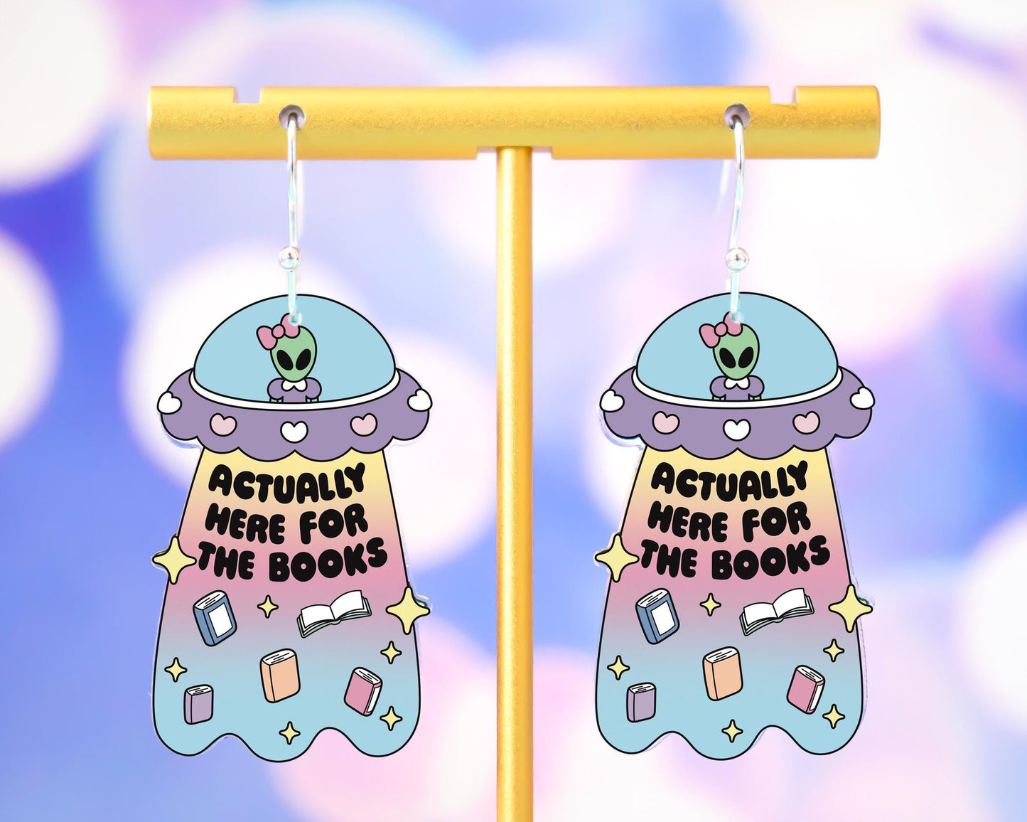 Alien Here For The Books Earrings