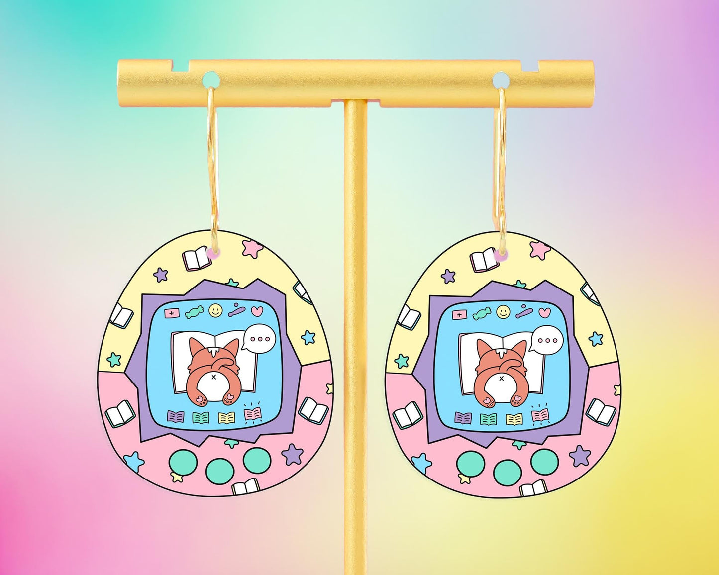 Retro Dog Reading Bookish Earrings