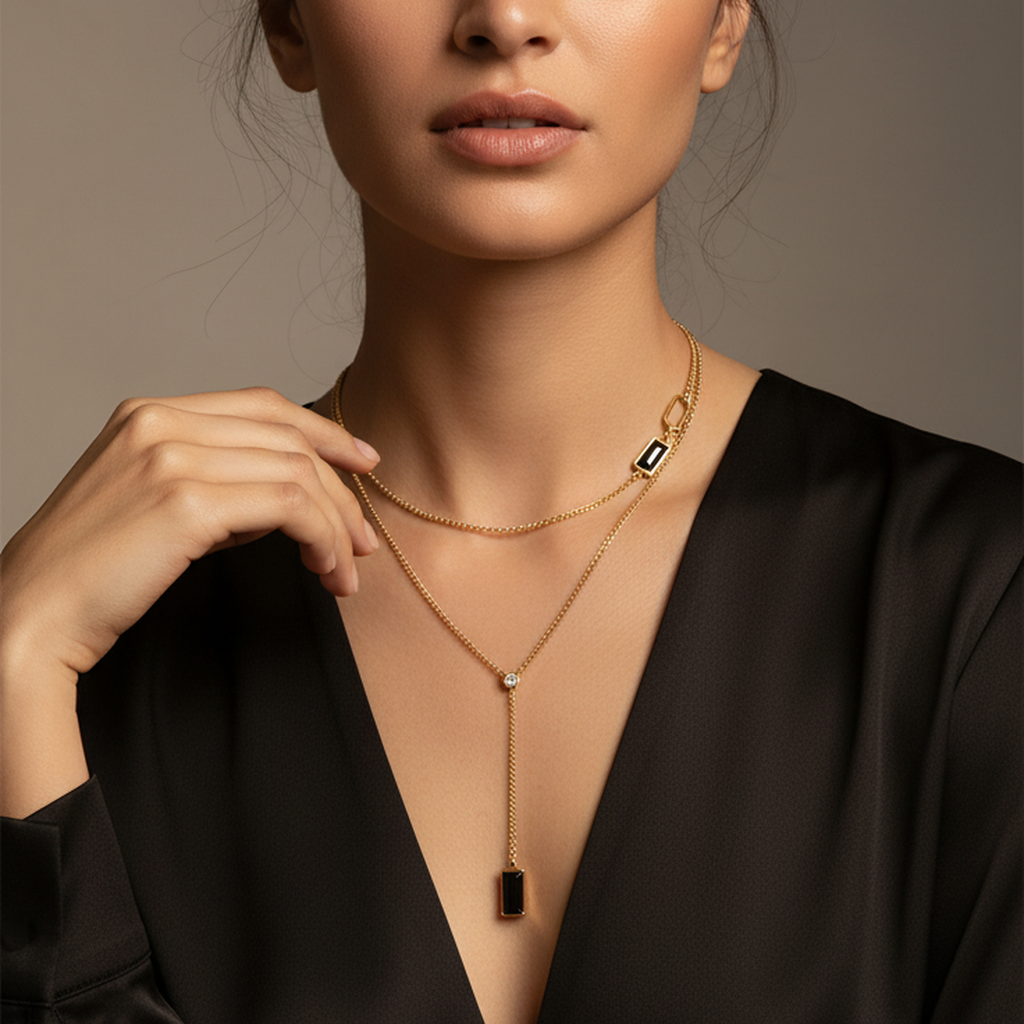 Monochrome Diamond Drop Chain