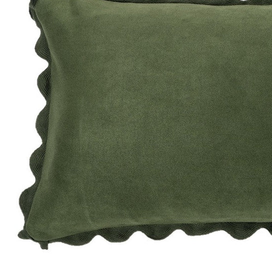 Coussin rectangulaire vert en suédine Ivory