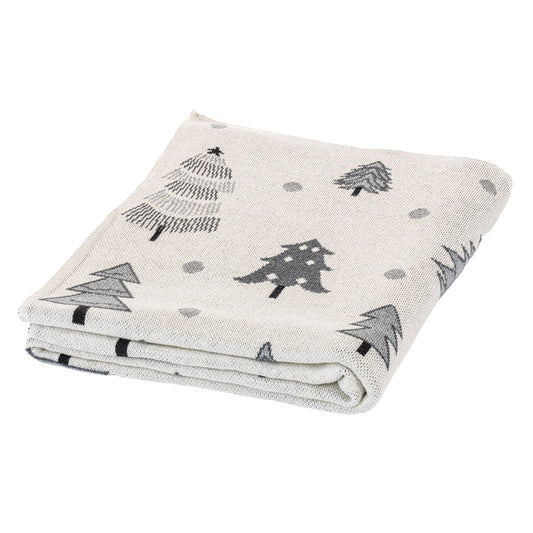 Jeté en tricot gris Noël