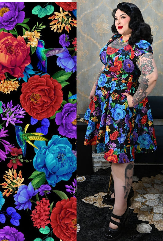 Winifred  - Jewel Jardin - Floral & Hummingbird Dress