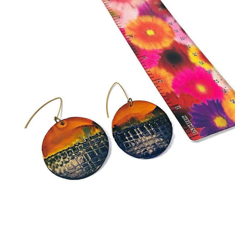 Large Abstract Disc Earrings for Fall- "Megan"