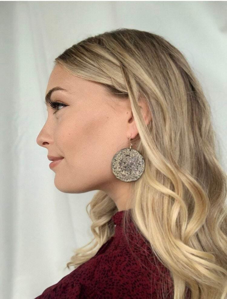 Large Abstract Disc Earrings for Fall- "Megan"