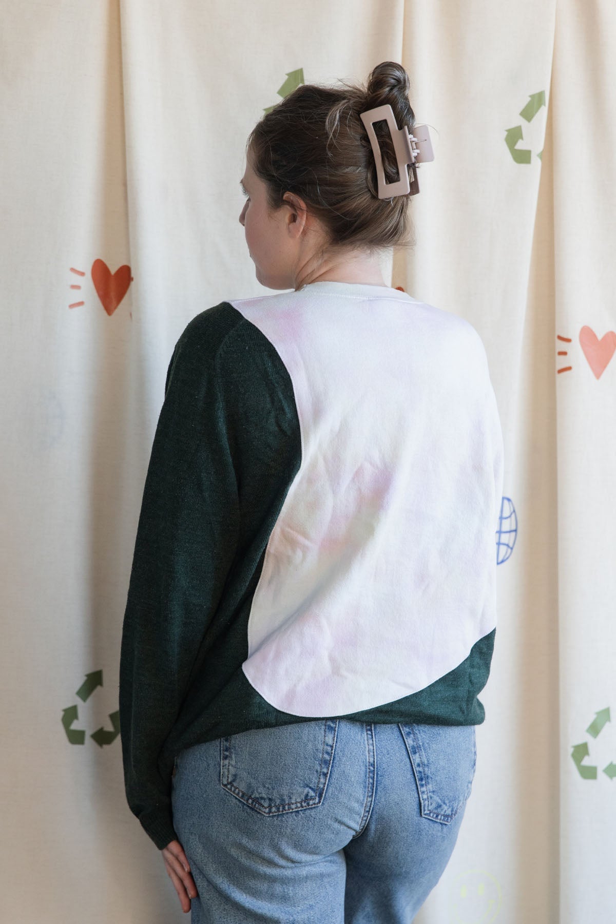 mash up tie-dye & green plaid sweater  {large}