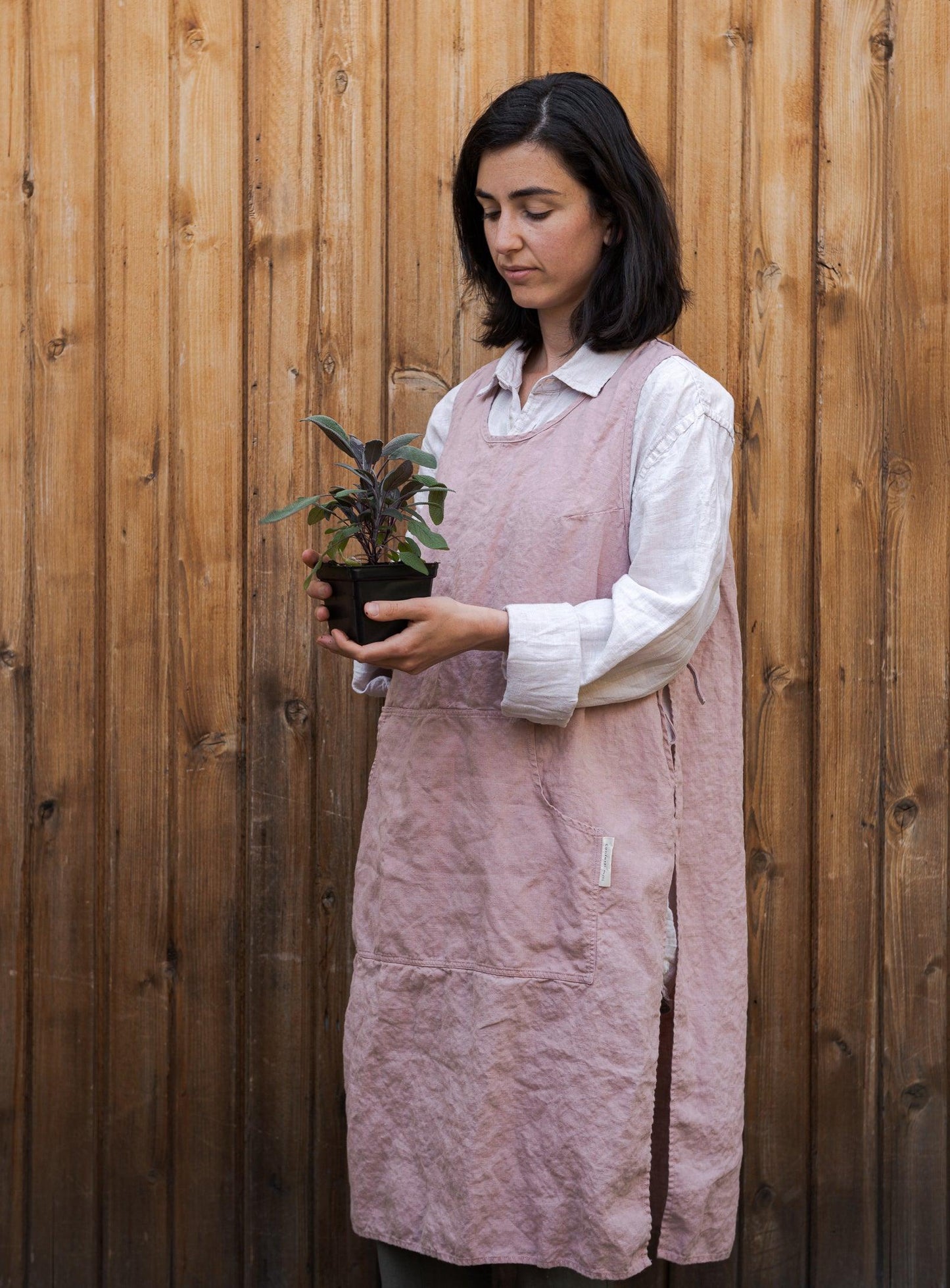 Linen Gardener Apron - Dusty-pink